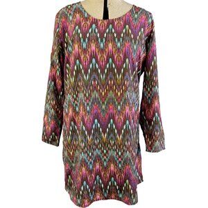 ROCK 47 by WRANGLER Multicolor Boho Ikat Print Boat-Neck Tunic L South Western